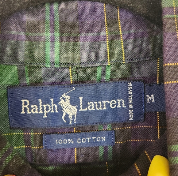 Ralph Lauren Blue Green Plaid Long Sleeve Button Down Shirt Mens Size Medium - Picture 6 of 7